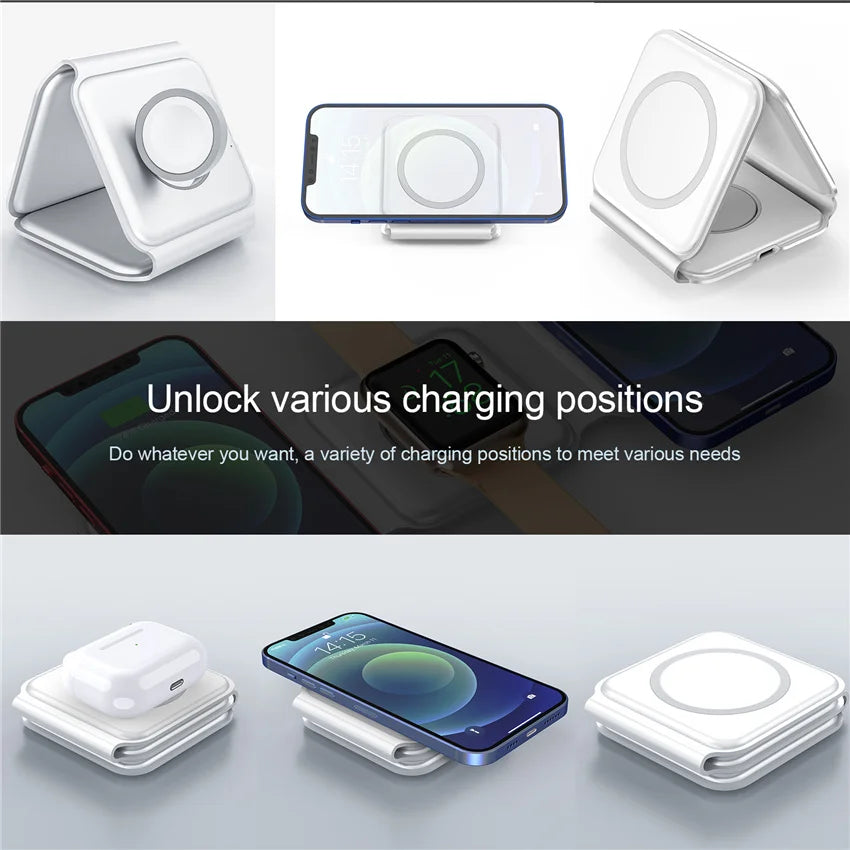 3 in 1 Foldable 100W Wireless Fast Charging Dock Station